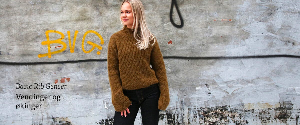 Vendinger og økinger. Hjelpevideo til Norsk og engelsk strikkeoppskrift på basic ribbegenser